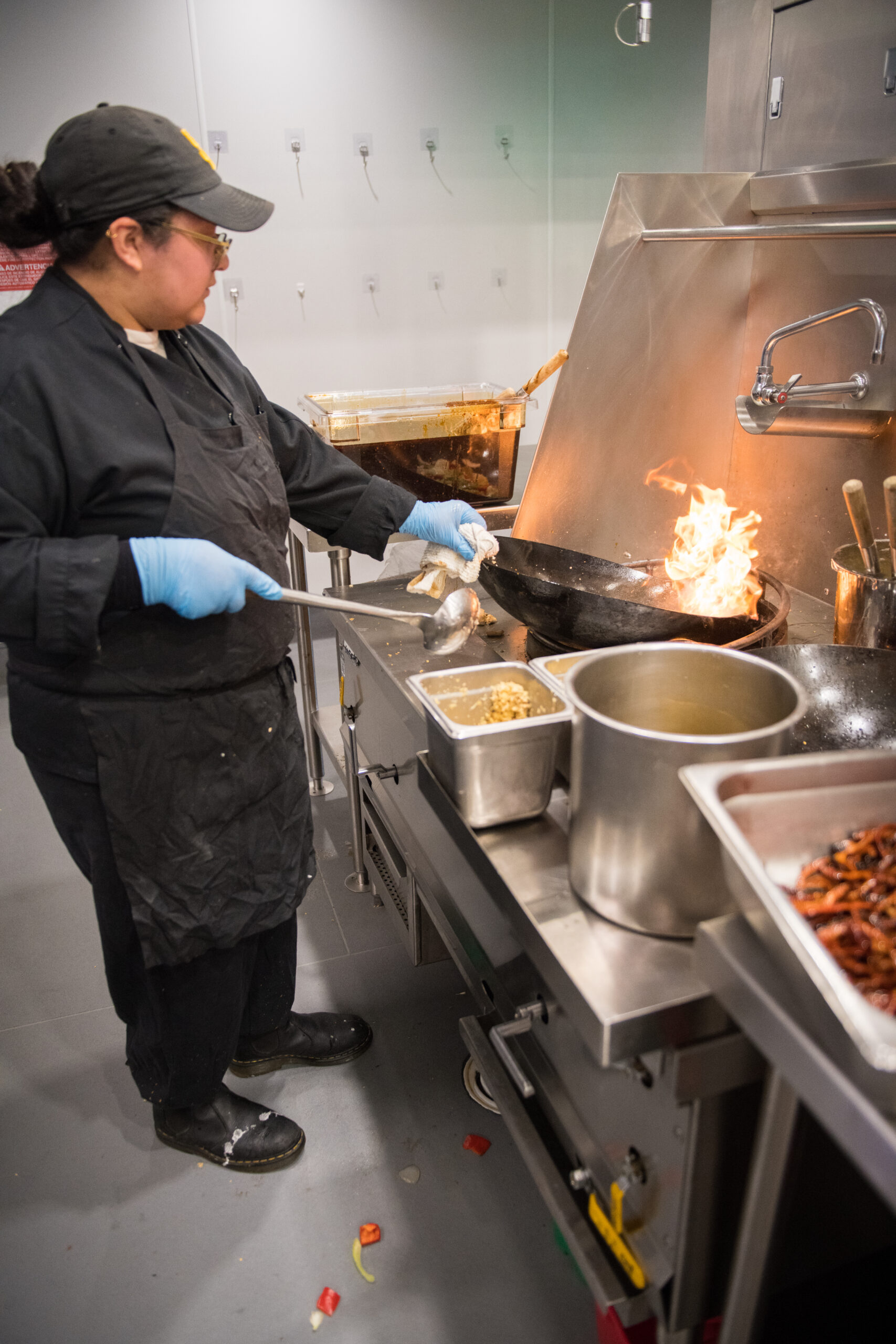 Sifted chef preparing lunch for a corporate catering client